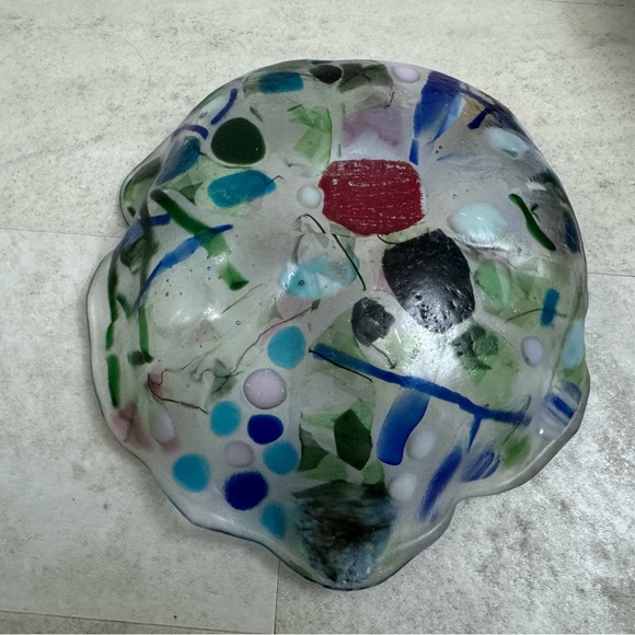 Fused, glass art glass bowl, decorative piece - Picture 10 of 14
